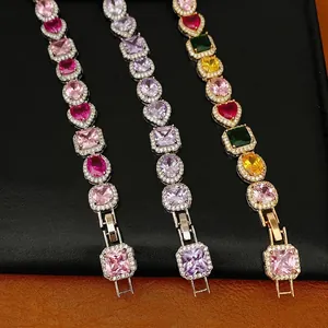 Elegant cubic zirconia bracelet featuring heart and oval stones in a luxury jewelry design