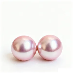 Elegantes pendientes de botón minimalistas con perlas rosas irisadas redondas y plata.