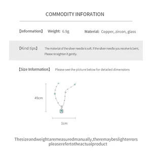 Product specifications and material details for the square zircon beaded necklace.