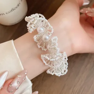 Bracelet en dentelle de perles de style français, esthétique cour sucrée