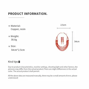 Product dimensions and material details for red resin necklace and earrings jewelry set.