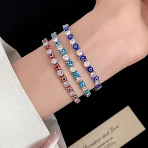Exquisite Evil Eye Zirconia Copper Bracelet For Women European Fashion Round Buckle Charm Bracelet Light Luxury Temperament Jewelry