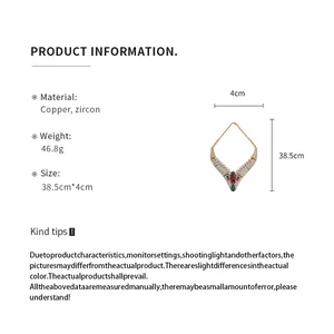 Detailed specifications for 18k gold plated vintage royal style zircon necklace with size info