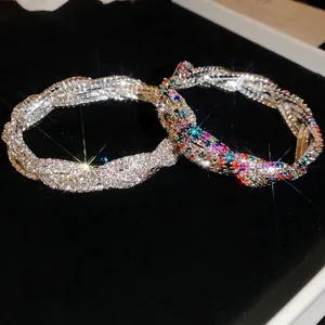 Retro Geflochten Armband Kupfer Strass Eingelegt Luxuriöser Armreif Für Damen Pendler Party Schmuck