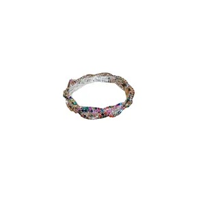 Vintage buntes geflochtenes Strassarmband mit elegantem gedrehtem Design für Damen