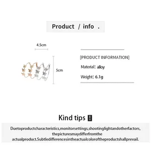 Detailed product specifications and size info for gold and silver butterfly hoop earrings