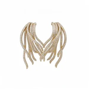 Elegant 18k gold plated wing-shaped drop earrings featuring brilliant zircon stones
