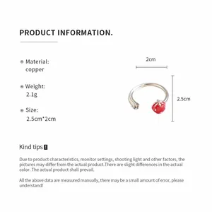 Detailed view of the strawberry drip oil open ring showing dimensions and material specs