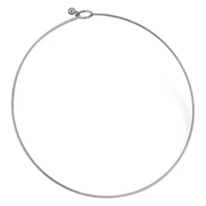 Minimalist silver stainless steel stiff circular choker necklace for women basic DIY style