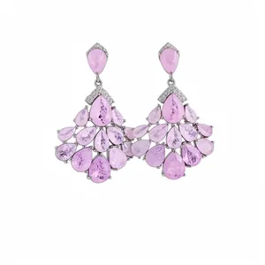 Boucles d'oreilles pendantes en or 14k avec zircons violets de style vintage chic