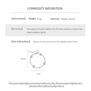 Detailed specifications for silver camellia zircon flower bracelet with size dimensions