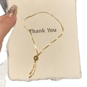 Exquisite 18k gold plated zircon adjustable bolo chain bracelet for women luxury jewelry