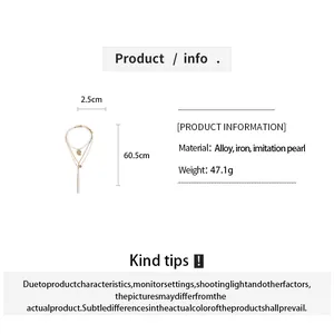 Detailed product specs of a 3-piece pearl and snail necklace with size and material info.