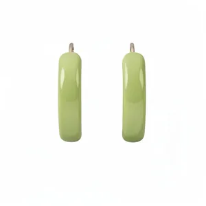 Elegant light green spray-painted hoop earrings with silver needles in minimalist style
