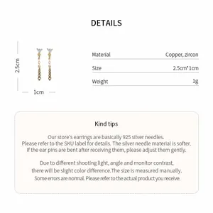 Detailed specifications for zircon tassel stud earrings with size and material info