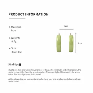 Product specification detail for green spray-painted round hoop earrings with 3cm size