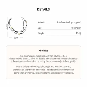 Detailed specifications for the multi-layer dark style stainless steel pearl necklace