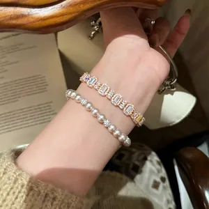 Luxus Kupfer Mehrfarbig Quadrat Zirkonia Armband Palast Vintage Roségold Galvanisiert Geometrisch Gliederarmband Für Damen Party Schmuck Geschenk
