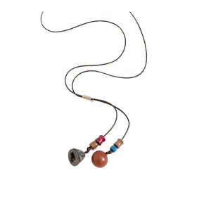 Handmade ethnic style long cord necklace featuring colorful beads and a nut-shaped pendant