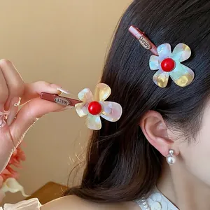 Süße Mehrfarbige Ink-wash Blume Haarklammer Für Damen Niedliche Harz Floral Schnabelclip Mode Seiten Haarspange Haarschmuck
