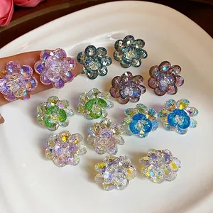 Dopamine Summer Glass Flower Stud Earrings With 925 Sterling Silver Post Handmade Floral Faceted Glass Jewelry For Women