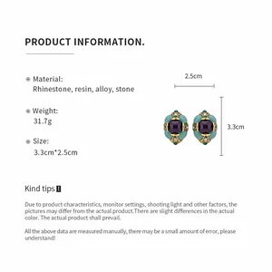 Detailed measurement and material specifications for vintage court style resin earrings