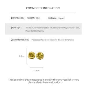 Specification detail of rose flower stud earrings with 2.3cm size and copper material