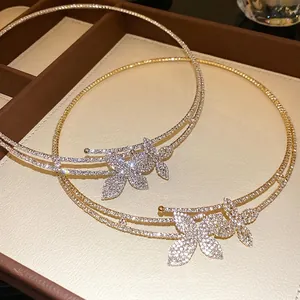 Collana Choker a Doppio Strato con Fiori in Rame e Strass Stile Palazzo Vintage per Donna Gioielli di Lusso Eleganti