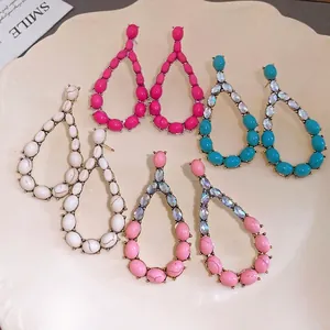 Orecchini a Goccia d'Acqua Retrò da Donna in Lega con Intarsio di Strass Pietra Gioielli Con Perno in Argento per Matrimonio