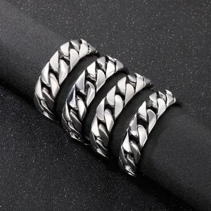 Cuban Link Bracelet Men Stainless Steel Heavy Thick Chain Jewelry Matte Polished Industrial Style Hip Hop Accessory