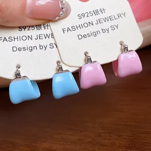 Simple U-Shaped Oil-Dripping Enamel Earrings With 925 Sterling Silver Earring Post For Women Fashion Copper Jewelry Gift