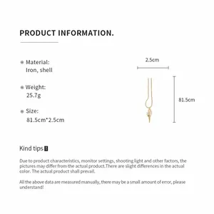 Spécifications détaillées du collier pendentif coquillage avec dimensions et poids