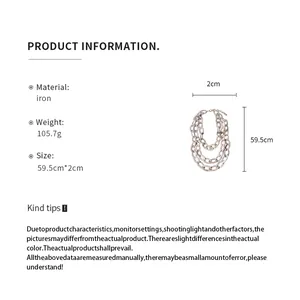 Detailed specifications for this minimalist three-layer oval chain necklace in iron