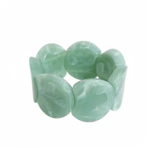 Bracelet extensible élégant en acrylique marbré vert menthe aux segments ronds