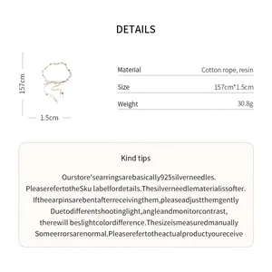 Detailed measurements and material information for the bohemian braided waist chain