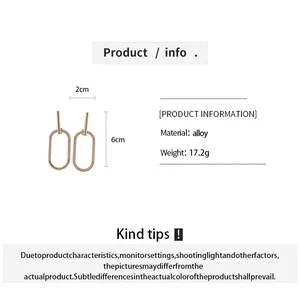 Detailed product info for rose gold oval geometric earrings with micro-pave stones.