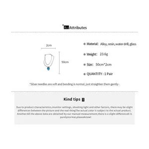 Specifiche del set di collana di perle blu ghiaccio con lunghezza di 50 cm e materiali.