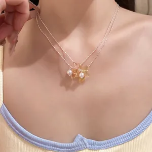 Collier multicouche de fleurs en résine colorées et perles style dopamine pour femme