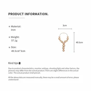 Product details and size specifications for the vintage gold metal ball necklace.