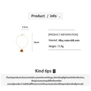Details of resin elephant pendant necklace with dimensions and material specifications