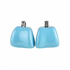 Boucles d'oreilles créoles en émail bleu ciel en forme de U, finition argent