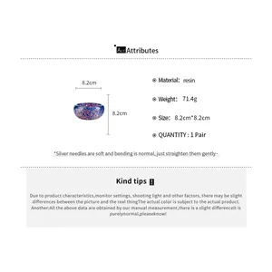 Product details and measurements for the colorful swirl resin round bangle bracelet