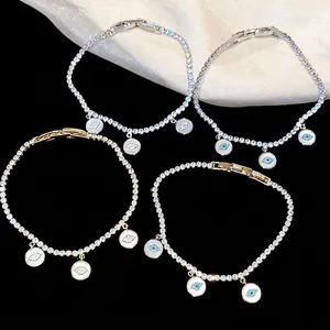 18k gold plated evil eye bracelet with sparkling zircon stones in two colors