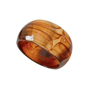 Amber marbled acrylic wide cuff bracelet with geometric resin design for fashion