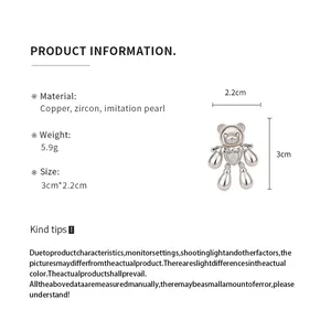 Detailed specifications for bear open ring with zircon heart and pearl limbs