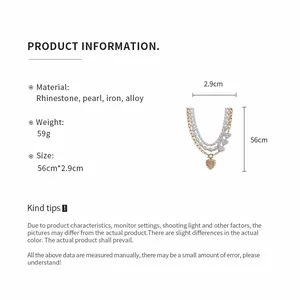 Información detallada para el collar de perlas de corazón multicapa con materiales