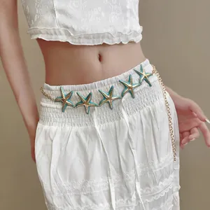 Boho Seestern Taillenkette Körperschmuck Y2K Strand Sommer Minzgrün Orange Eisen Metall Bauchschmuck Für Damen Accessoire