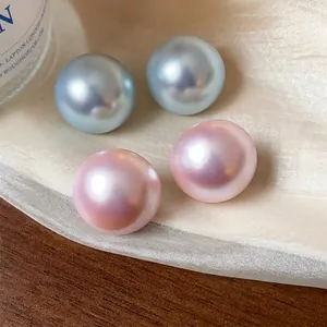 Pendientes de perlas irisadas de estilo francés con agujas de plata S925 mujer