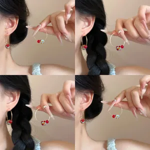 Summer Dopamine Resin Bead Hoop Earrings Gold Plated Round Colorful Dangle Earrings For Women Fashion Jewelry Accessories