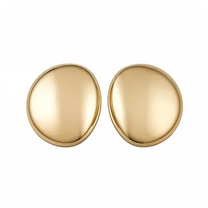 Minimalist gold irregular oval stud earrings with a high-shine polished metallic finish